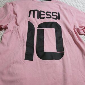 Club International De Futbol Miami 2020 Short Sleeve Pull Over Shirt Pink Messi